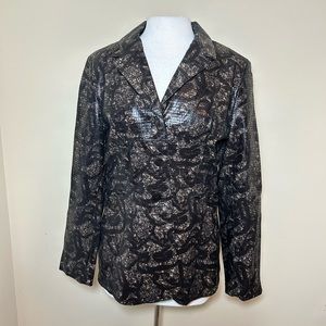 Siena Studio Large Women's Brown Genuine Leather Jacket Size Snakeskin Pattern.